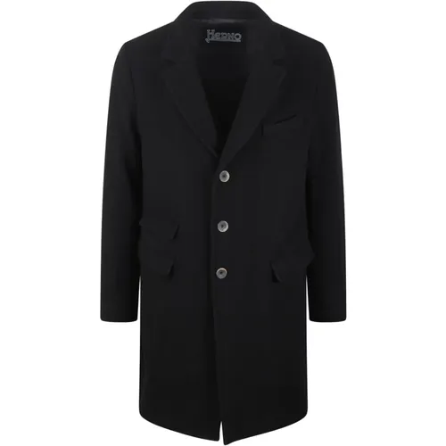 Single-Breasted Coats, male, , Size: M Classic Wool Blend Coat - Herno - Modalova