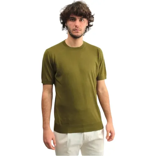 Grünes T-Shirt mit Rundhalsausschnitt - Paolo Pecora - Modalova