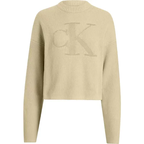 Organischer Baumwollrippenpullover , Damen, Größe: S - Calvin Klein - Modalova