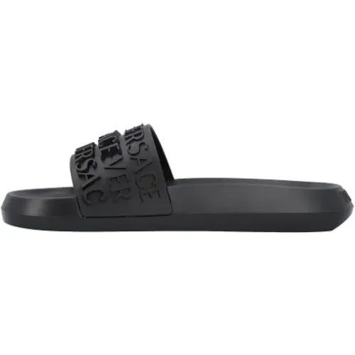 Sliders, male, , Size: 11 1/2 US Rubber sandals - Versace - Modalova