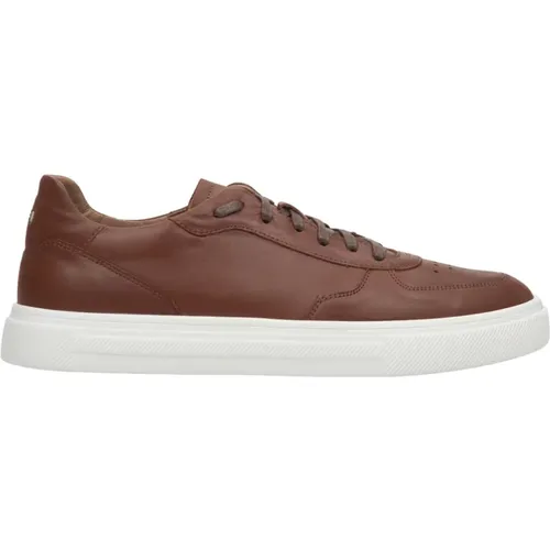 Herren Sattelbraune Low-Top Sneakers aus echtem Leder Er00112393 , Herren, Größe: 40 EU - Estro - Modalova