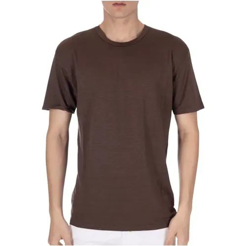 Leinen T-Shirt mit Elastan , Herren, Größe: XL - Daniele Fiesoli - Modalova