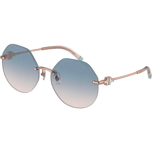 Sunglasses, female, , Size: 60 MM Rose Gold Blue Pink Sunglasses - Tiffany - Modalova