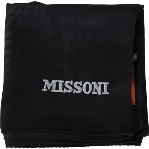 Winter Scarves, male, , Size: ONE SIZE Authentic Wool Scarf with Logo Embroidery - Missoni - Modalova