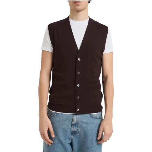 Cardigans, male, , Size: M Gilet scollo a V - Alpha Studio - Modalova