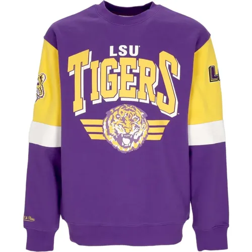 Sweatshirts, male, , Size: M LSU Tigers Crewneck Sweatshirt All Over - Mitchell & Ness - Modalova