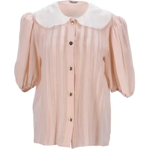 Pre-owned Shirts & Blouses, female, , Size: 2XL Pre-owned Silk tops - Miu Miu Pre-owned - Modalova