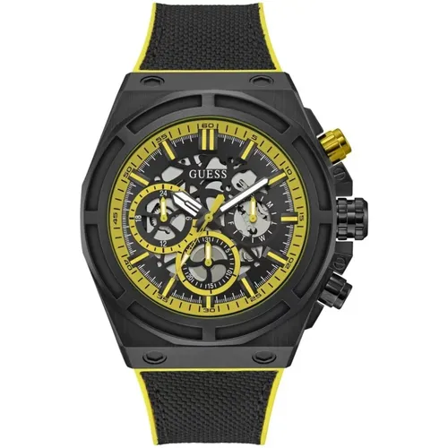 Watches, male, , Size: ONE SIZE Masterpiece Multifunction Watch Yellow - Guess - Modalova