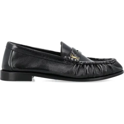 Schwarze Geschlossene Penny Loafer Schuhe - Saint Laurent - Modalova