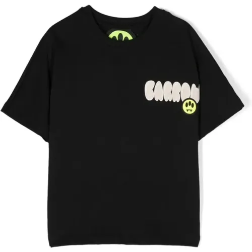 Kinder Schwarzes Baumwoll-T-Shirt mit Logo und Teddy-Print - Barrow - Modalova