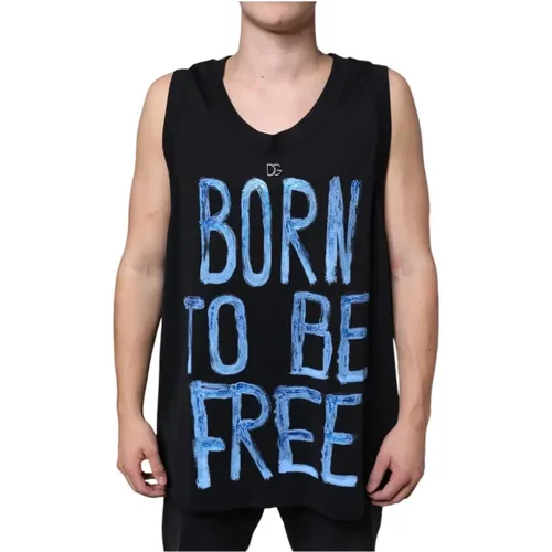 Sleeveless Tops, male, , Size: XL Born To Be Free Sleeveless T-shirt - Dolce & Gabbana - Modalova