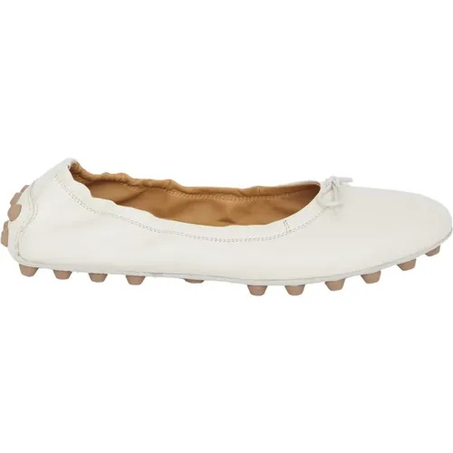 Cream Lambskin Bow Ballerinas Ss23 , female, Sizes: 3 UK, 8 UK - TOD'S - Modalova