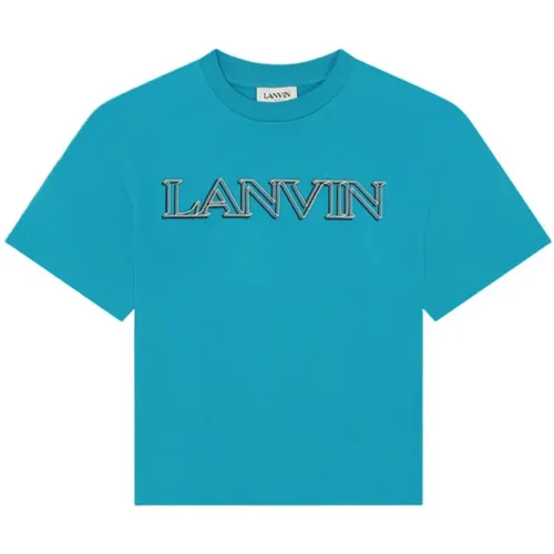 Kurzarm T-Shirt mit gesticktem Logo - Lanvin - Modalova