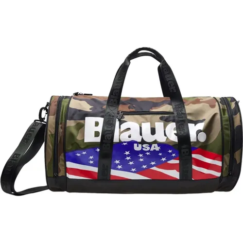 Weekend Bags, male, , Size: ONE SIZE Camouflage Nylon Duffle Bag - Blauer - Modalova