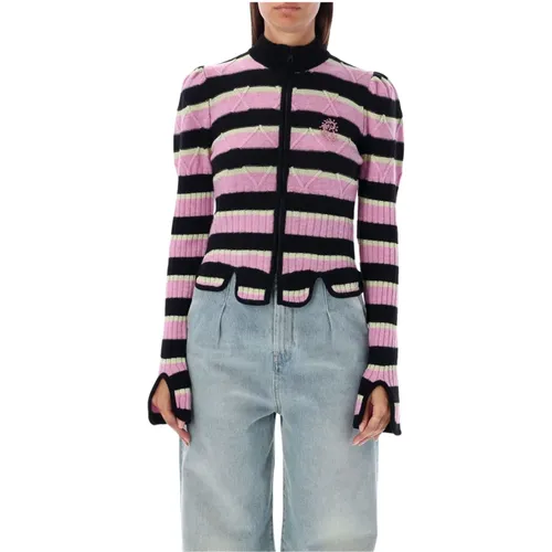 Striped Knit Zip-Up , female, Sizes: M - Cormio - Modalova