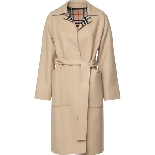 Coat with Check Pattern , female, Sizes: 3XS, 2XS - Burberry - Modalova