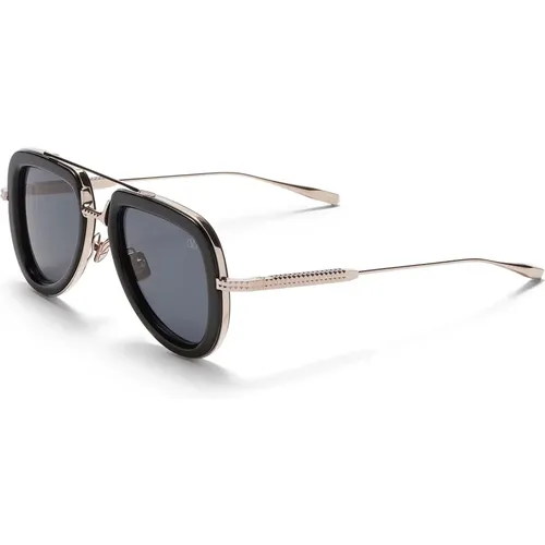 Sunglasses, female, , Size: ONE SIZE Aviator Sunglasses Black/White Gold Titanium - Valentino - Modalova