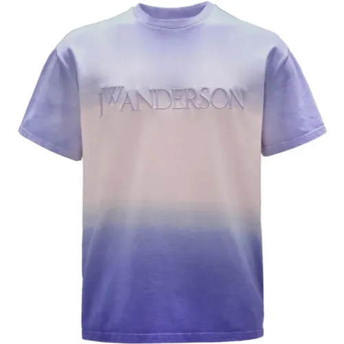 Gradient Embroidered Lavender T-Shirt , male, Sizes: XS - JW Anderson - Modalova