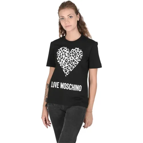 T-Shirt aus Baumwolle mit Logo-Detail , Damen, Größe: M - Love Moschino - Modalova