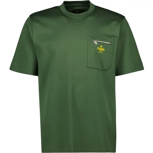 Tシャツ・カットソー FENDI Fendi T-shirts and Polos Green (FZC162 ASGOF0GZ4) Fendi T-shirt for Men SS25 | GIGLIO.COM