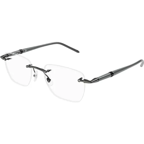 Glasses, male, , Size: 53 MM Grey Optical Frames for Men - Montblanc - Modalova