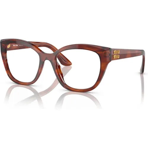 Mu05Xv 11Q1O1 Brillengestell,Rote Optische Brille mit Stil,Braun/Havanna Optische Brille - Miu Miu - Modalova