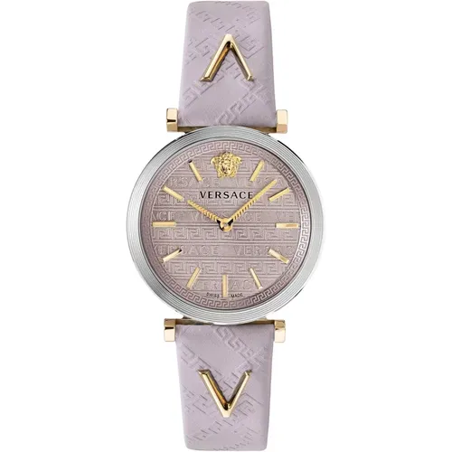 Twist Women's Watch Pink Leather Silver Gold Steel , female, Sizes: ONE SIZE - Versace - Modalova