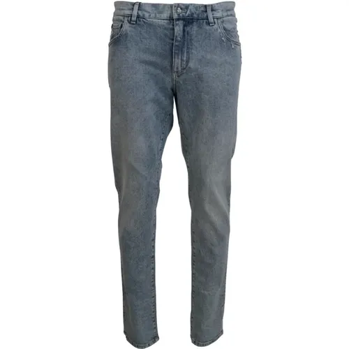 Elegante Slim-Fit Hellblaue Denim-Hose - Dolce & Gabbana - Modalova