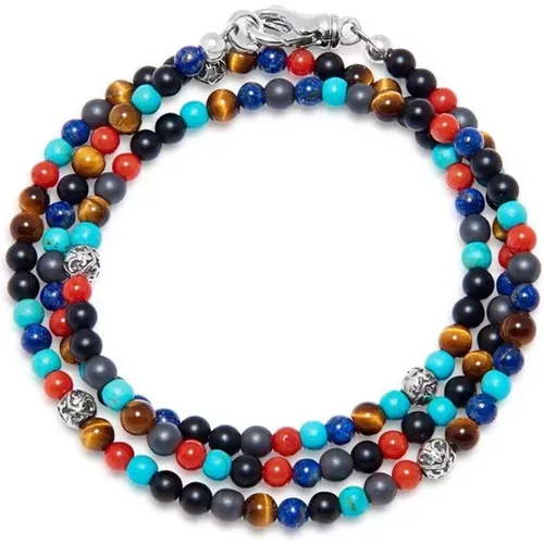 The Mykonos Collection - Turquoise, Red Gl Beads, Blue Lapis, Hematite, and Onyx , male, Sizes: L, XL, M - Nialaya - Modalova
