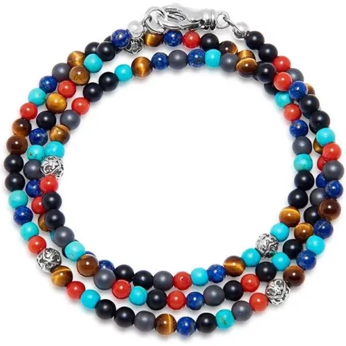 The Mykonos Collection - Turquoise, Red Gl Beads, Blue Lapis, Hematite, and Onyx , male, Sizes: S, L, XL, M - Nialaya - Modalova