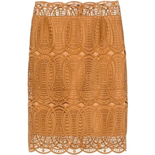 Short Skirts, female, , Size: 2XS Midi Lace Skirt Caramel - alberta ferretti - Modalova