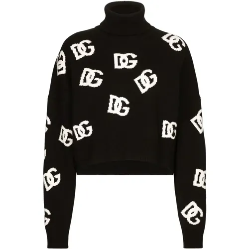 Turtlenecks, female, , Size: S Logo Knit Sweater - Dolce & Gabbana - Modalova