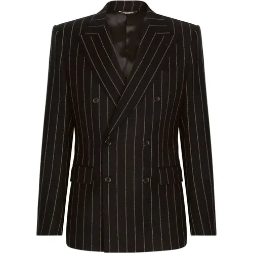 Blazers, male, , Size: M Pinstripe Double-Breasted Blazer - Dolce & Gabbana - Modalova