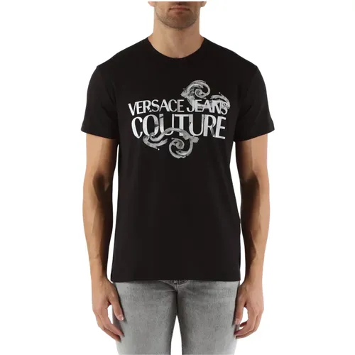 Slim Fit Cotton Logo T-shirt , male, Sizes: XL, L, 2XL, S, M - Versace Jeans Couture - Modalova