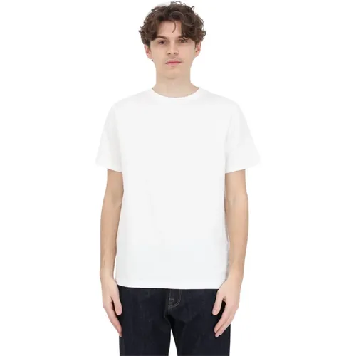 Weiße Seersucker T-Shirt für Herren , Herren, Größe: M - Selected Homme - Modalova