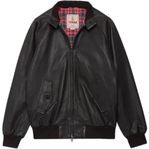 Leather Jackets, male, , Size: XS Leather Harrington Jacket in Dark - Baracuta - Modalova