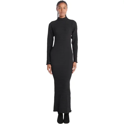 Schwarzes Stretch-Kleid mit hohem Hals - L'idée - Modalova