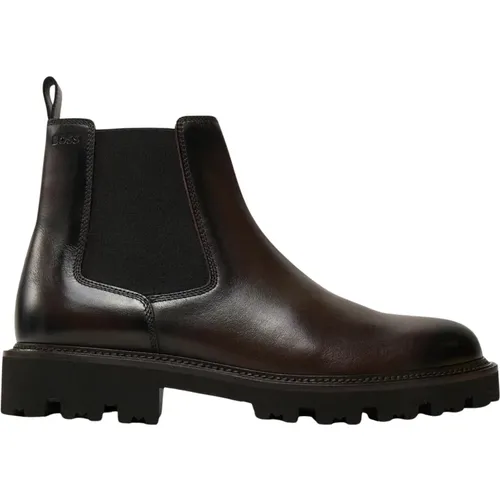 Braune Leder Chelsea Boots , Herren, Größe: 41 EU - Hugo Boss - Modalova