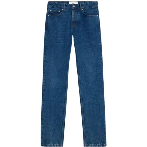 Blaue Denim-Knopfleiste-Jeans , Herren, Größe: W30 - Ami Paris - Modalova