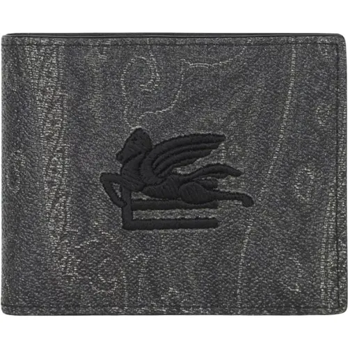 Wallets & Cardholders, male, , Size: ONE SIZE Black Paisley Design Wallet - ETRO - Modalova