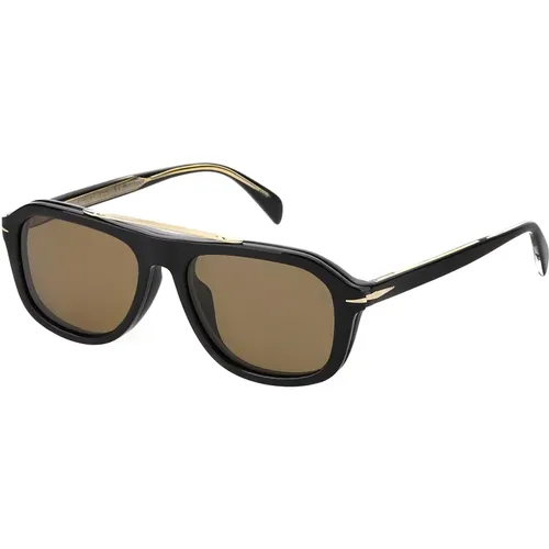 Sunglasses, male, , Size: 54 MM Black/Brown Clip-On Sunglasses - Eyewear by David Beckham - Modalova