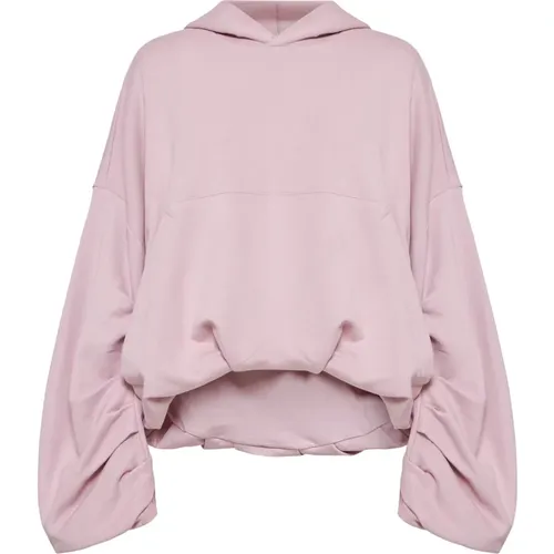 Oversized Pink Cotton Hoodie Sweaters , Damen, Größe: M - Dries Van Noten - Modalova