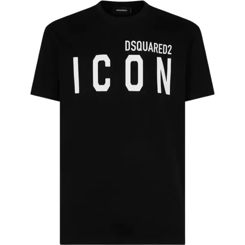 T-Shirts, male, , Size: M Icon Logo T-shirt Round Neck Short Sleeve - Dsquared2 - Modalova