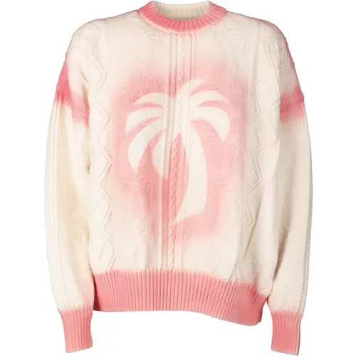 Rosa Pullover - Regular Fit - Kaltes Wetter - Baumwolle 62% - Polyamid 38% - Palm Angels - Modalova