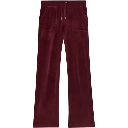 Burgunder Del Ray Classic Velour Hose , Damen, Größe: L - Juicy Couture - Modalova