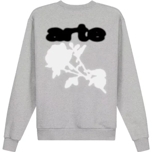 Grauer Blumen Crewneck Pullover , Herren, Größe: M - Arte Antwerp - Modalova