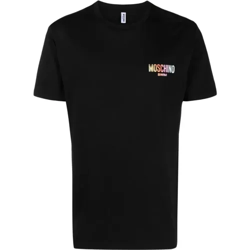 Schwarzes T-Shirt mit Buntem Logo , Herren, Größe: S - Moschino - Modalova