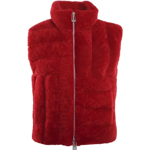 Scarlet Lambskin Polo Neck Coat , female, Sizes: XS - Bottega Veneta - Modalova