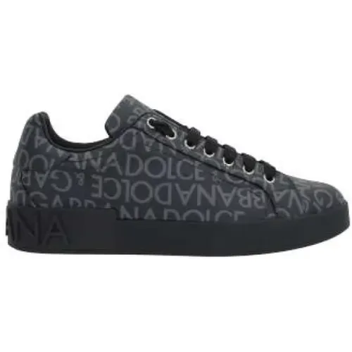 Canvas Low-Top Sneakers with Logo Jacquard , male, Sizes: 9 1/2 UK, 6 UK, 7 1/2 UK, 10 1/2 UK, 11 UK - Dolce & Gabbana - Modalova