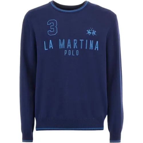 Sweatshirts, male, , Size: L Mens Sweater with Front Logo Lettering - LA MARTINA - Modalova